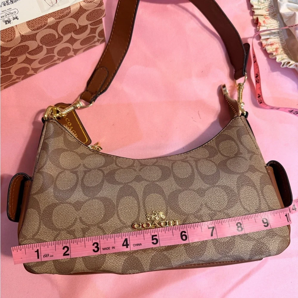 Tan and Brown Signature Shoulder‎ Bag